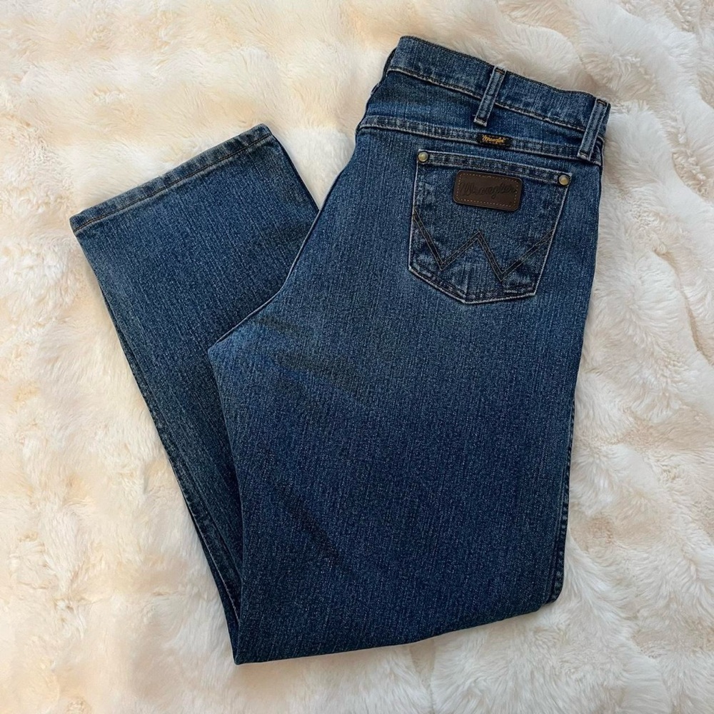 Mens Wrangler Dark Blue Denim Jeans